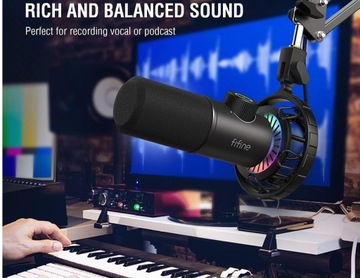 ДИНАМИЧЕСКИЙ КАРДИОИДНЫЙ МИКРОФОН FIFINE K658 RGB USB P&P Streaming