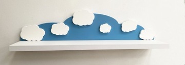 Полка для детской комнаты Скрытый крепеж Cloud Blue 120х24,5 см