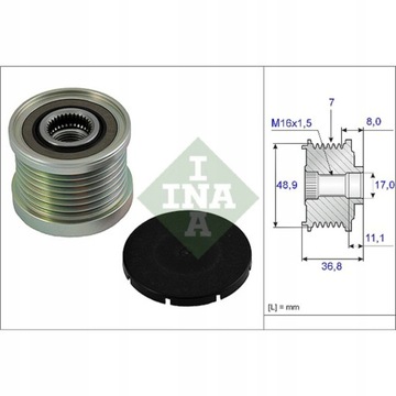SPRZĘGŁO ALTERNATORA KOŁO PASOWE 535 0081 10 INA f-238512.05