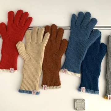 Pure Color Knitted Woolen Gloves Female Winter Screen Student Riding Split