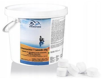 CHEMO CHLOR T Tabletki Chlorowe Stabilizowane Basenu Małe 20g Chemoform 5kg
