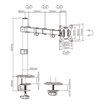 Uchwyt monitora Spacetronik SPA-112