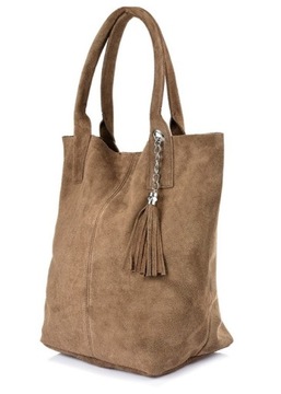 Сумка SHOPPER Итальянская ЗАМШЕВАЯ КОЖА A4 BAG L82 серо-коричневый