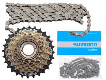 7-ступенчатая муфта свободного хода, 114-звенная цепь, комплект Shimano.