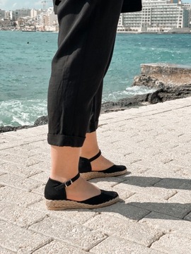 Espadryle płaskie SPOTYKANKA CZARNA OLA 38