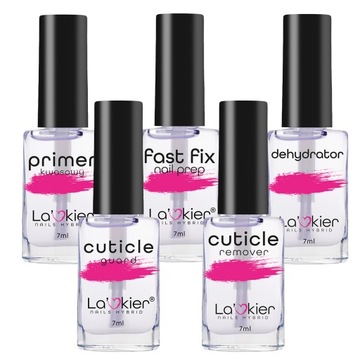 5x La'kier Zestaw Primer Dehydrator Cuticle Guma