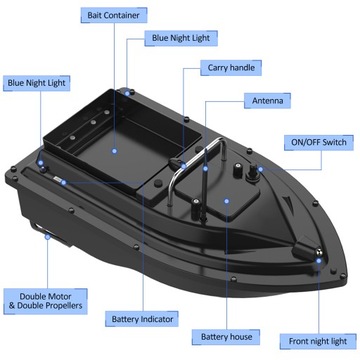 ЛОДКА ДЛЯ ПРИВИВКИ D16B 400-500M GPS 2 кг 9600 мАч