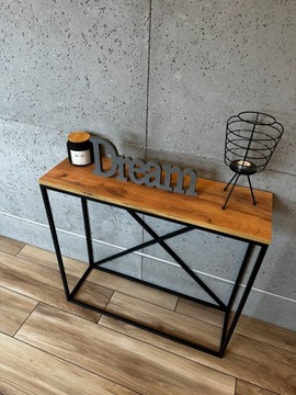 консоль, туалетный столик INDUSTRIAL LOFT 80X25x75 CRAFT ДУБ ЗОЛОТОЙ