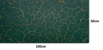 Panel Dekoracyjny Ścienny 100x50 Butelkowa Zieleń Złoto Złoty Tynk Desert3