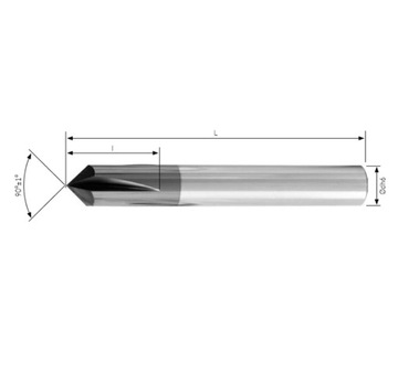 Фреза Сверло для снятия фасок VHM fi 12 90° 4P ТВЕРДОСПЛАВНЫЙ