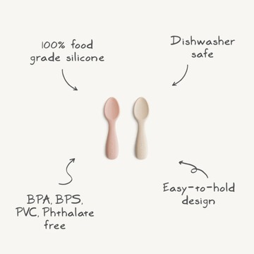 Łyżeczki Startowe dla Malucha 2-pack MUSHIE silikon Blush / Shifiting Sand
