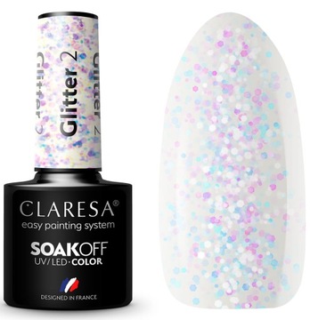 Гибридный лак для ногтей Claresa 2 голографические частицы