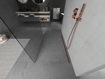 MEXEN KIOTO ŚCIANKA PRYSZNICOWA WOLNOSTOJĄCA 100 x 200 ROSE GOLD szkło 8 mm