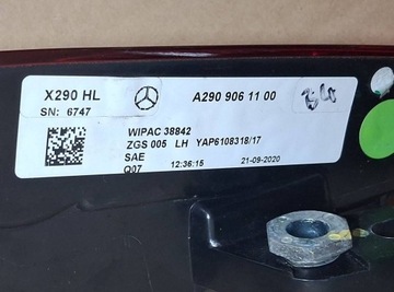 фото thumb №9, Mercedes gt amg x290 led лампа задняя зад левая usa оригинальный номер a2909061100