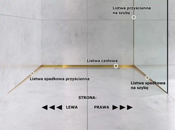 Настенная планка полированная, золотистая, 120см/левая