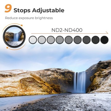 K&F Concept Basic Fader NDX ND2 - регулируемый серый фильтр ND400 67 мм