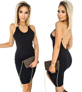 SEXI RIBBED Платье с открытой спиной и цепочкой