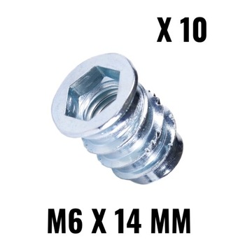 10 головок M6x14, двухрезьбовые, винт с потайной головкой для дерева