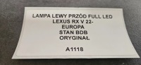 Купити Фара лівий перед full led lexus rx v 22- європа оригінал, фото thumb