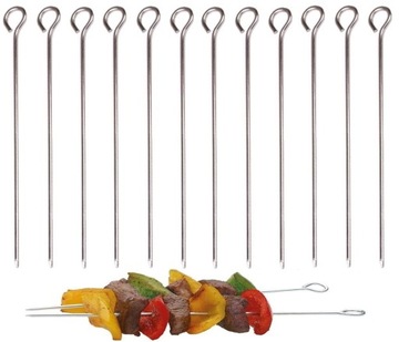 12x Szpikulce do szaszłyków grilla metal 30cm