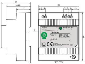 ZASILACZ 24V NA SZYNĘ DIN 60W 2.5A MINI DO TAŚM LED