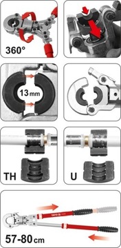 Машина для обжима труб PEX-AL-PEX с матрицами 8 U TH YATO