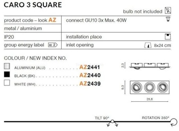 CARO 3 SQUARE встраиваемый светильник белый AZ2439