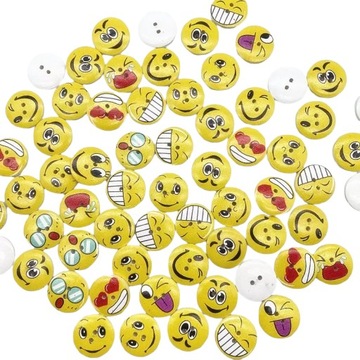 Guzik drewniany emotki minki mix 50 szt