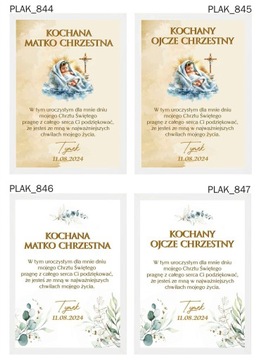 CHRZEST ŚWIĘTY PODZIEKOWANIE DLA MATKI CHRZESTNEJ OJCA CHRZESTNEGO RAMKA A4
