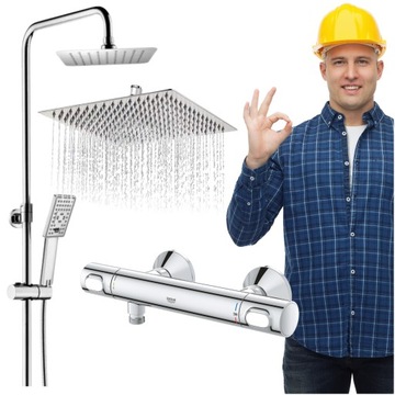 Смеситель для душа, термостат Grohe GROHTHERM, душевой набор Omnires
