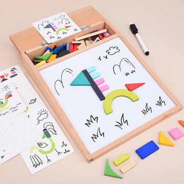 DREWNIANE PUZZLE UKŁADANKA MAGNETYCZNA MONTESSORI