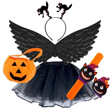 Комплект WITCH OUTFIT Тыква Корзина ХЭЛЛОУИН метла ПАчка Повязка на голову Крылья