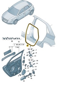 фото thumb №1, Прокладка дверь внутренняя зад левая audi a1 aso оригинал