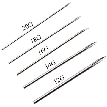 5x ИГЛЫ ДЛЯ ПИРСИНГА КАННЮЛЬНОГО ТИПА, НАБОР ИГЛ 20G