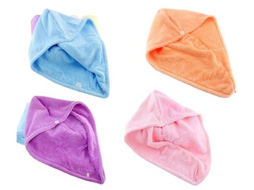 Turban ręcznik na głowę z guzikiem mikrofibra wielokolorowy