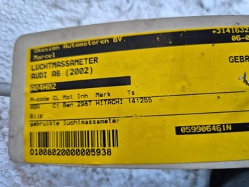 фото thumb №5, Расходомер 059906461n audi a6 c6 q7 4l 3.0 tdi