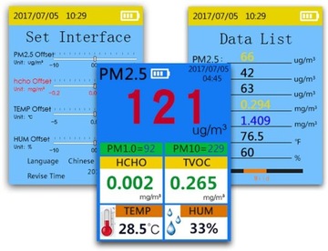 Датчик качества воздуха PM1, PM2,5, PM10, концентрации пыли и формальдегида