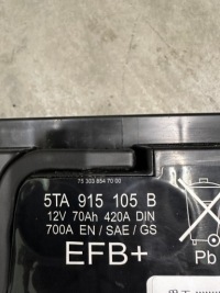 Акумулятор audi vw 12v 70ah 420a efb+ ідеальний оригінальний номер Зі Шроту, фото thumb