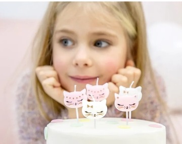 DEKORACJA TOPPER RÓŻOWY ZŁOTY NA TORT HAPPY BIRTHDAY KOTEK 19,5X15CM 1szt