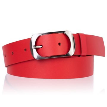 Pasek skórzany SEPHER Classic 4cm J. CZERWONY | 85
