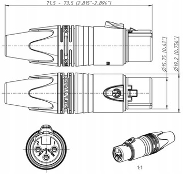 NEUTRIK NC3FXX wtyk / złącze kablowe XLR żeńskie