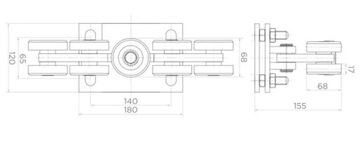 ТЕЛЕЖКА РОЛИКОВАЯ ДЛЯ ОТКАТНЫХ ВОРОТ КОМПЛЕКТ 9 РОЛИКОВ 80x80