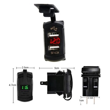 USB 4.2A автомобильное зарядное устройство с зеленым вольтметром