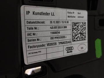 фото thumb №10, 4j3857003d цвет 38m панель раздаточная консоль audi e-tron gt 2023+