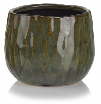 Osłonka Doniczka Ceramiczna 17x13 cm turkus z brązem