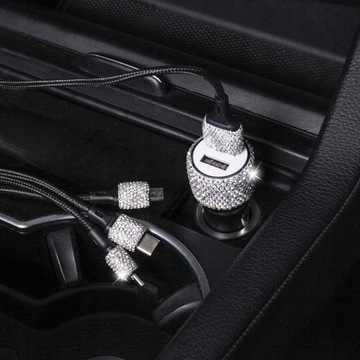 Blue Bling 2x USB 24V 2,1A Серебряное автомобильное зарядное устройство