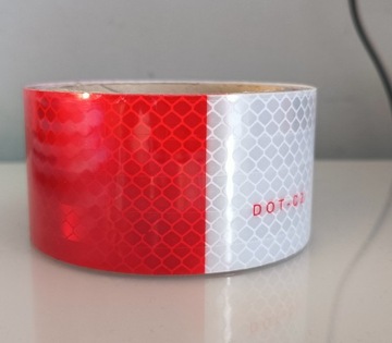 фото thumb №12, Стрічка попереджувальна плівка відбивна білий червона 50mm grandes