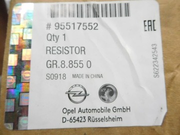 фото thumb №7, Резистор нагревателя opel vivaro b оригинальный номер 95517552