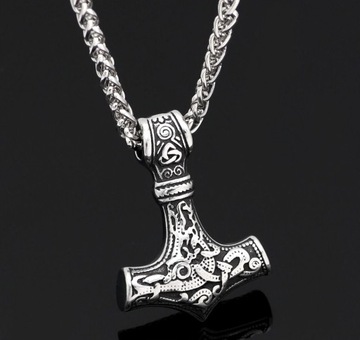 Srebrny Męski Młot naszyjnik THOR MJOLNIR CELTIC