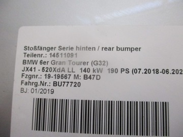 фото thumb №5, Бампер bmw 6 g32 gt 6x pdc зад задний